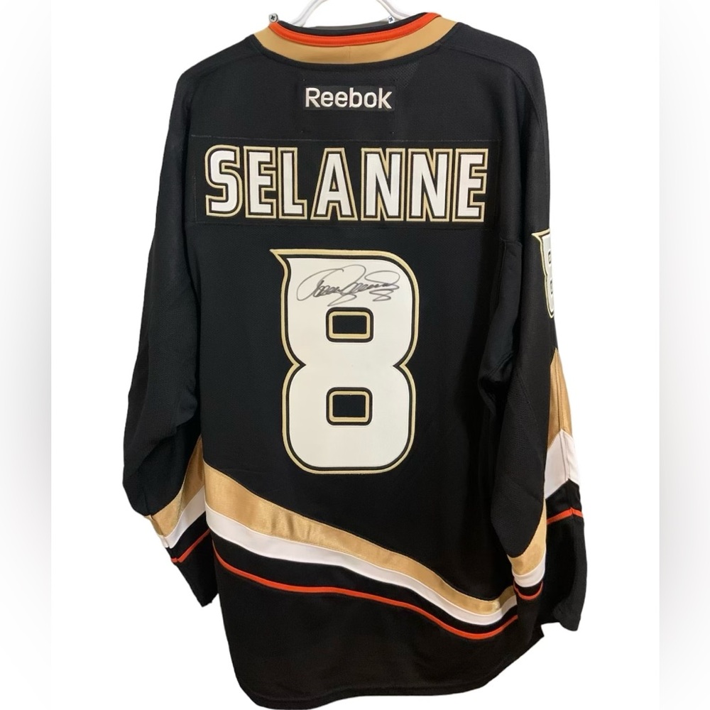 2008 Anaheim Ducks NHL Teemu Selanne Signed Autographed Jersey Size Large Reebok